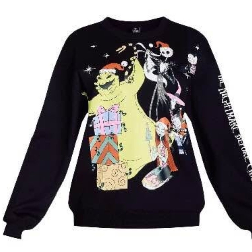 Disney Black Crewneck Sweater with Nightmare Before Christmas Design